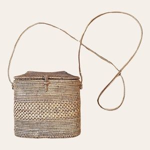 Woven cross body bag vintage basket bag